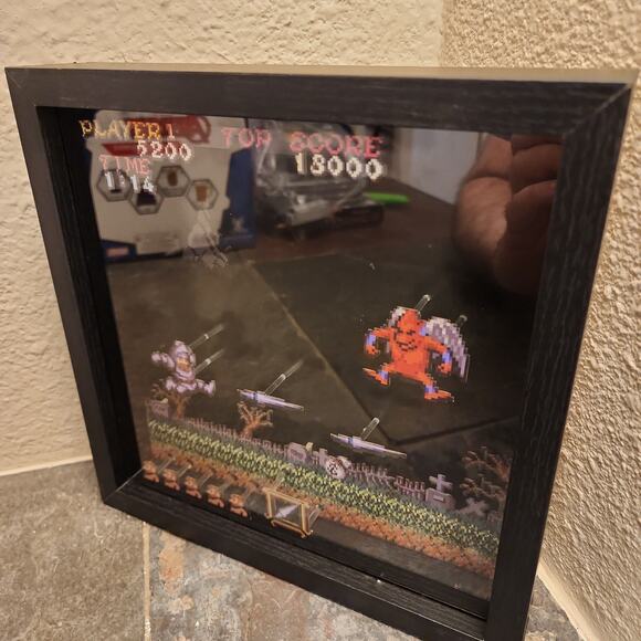 Pixel Frames - Ghosts 'N Goblins The Red Arremer 9" x 9" Shadow Box Art - Capcom - Picture 2 of 4